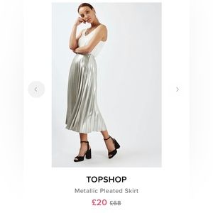 💕SOLD💕Metallic Pleated Maxi Skirt from Topshop